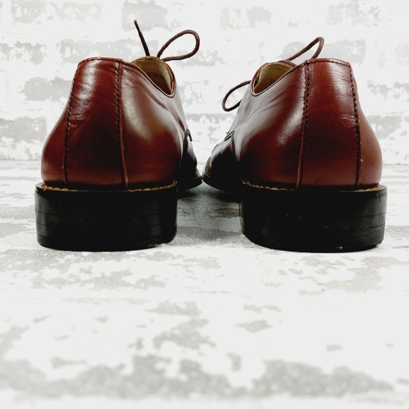 Donato Marrone Brown Leather Lace-Up Square Toe Office Dress Oxfords M695 - Picture 6 of 11